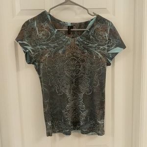 Susan Lawrence Petite Stud T-Shirt Turquoise Top